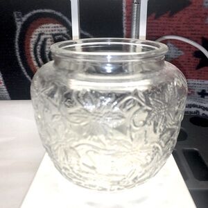 Princess House Fantasia Elegant Clear Glass Jar with Floral Design